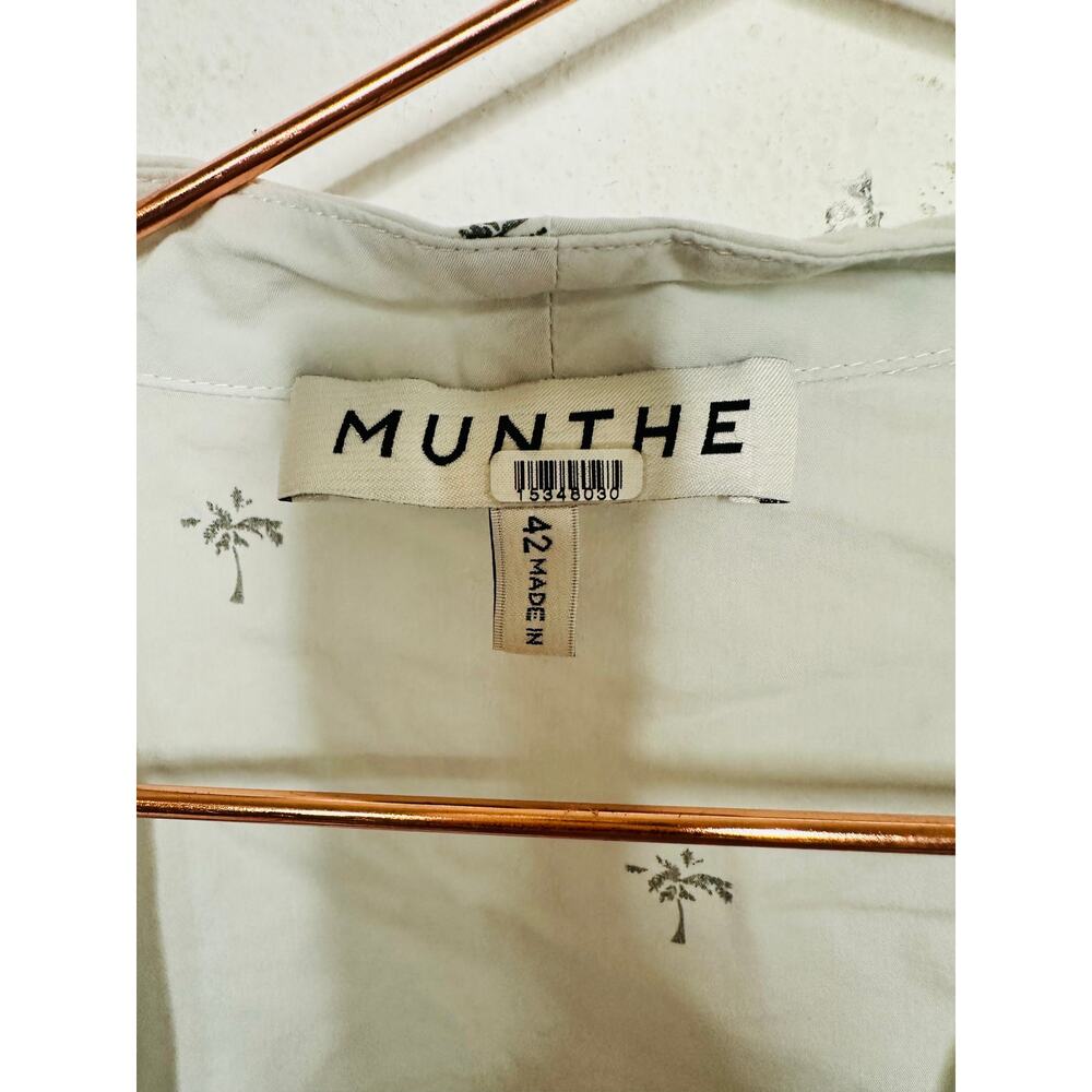 MUNTHE White Floral Printed Cotton Blend V-Neck Tie Closure Goldie Top Size 42 - Picture 6 of 12